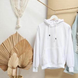 Sweat à capuche blanc suspendu
