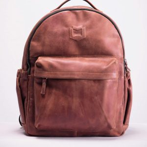 Sac à dos en cuir marron